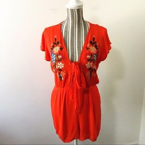 Women’s Orange Floral Romper